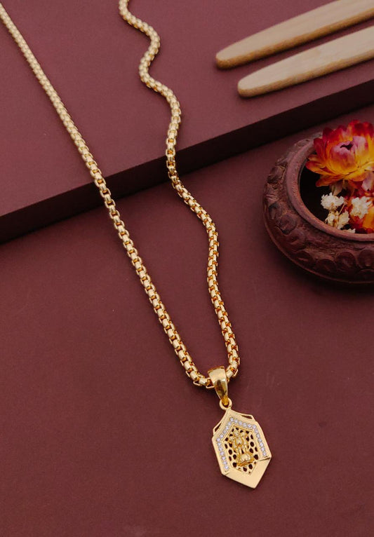 Kadee Jewel Prime Ashokchakra Gold Plated with American diamond Men Pendant With Chain - Kadee Jewels