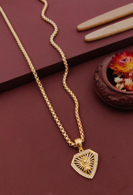 Kadee Jewel Gold Aura Ashokchakra Gold Plated with American diamond Men Pendant With Chain - Kadee Jewels