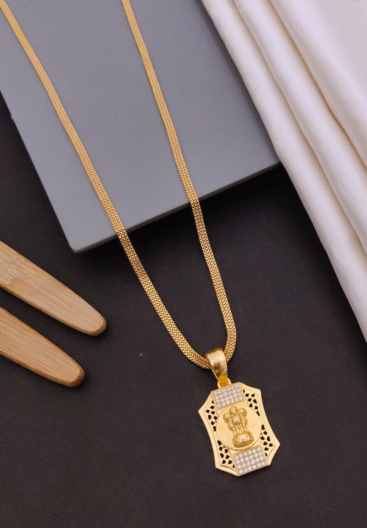 Kadee Jewel Urban Edge Gold Plated with American diamond Men Pendant With Chain - Kadee Jewels