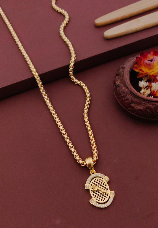 Kadee Jewel Imperial Aura Gold Plated with American diamond Men Pendant With Chain - Kadee Jewels