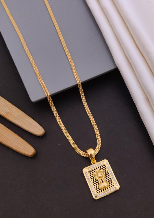 Kadee Jewel Royal Aura Gold Plated with American diamond Men Pendant With Chain - Kadee Jewels