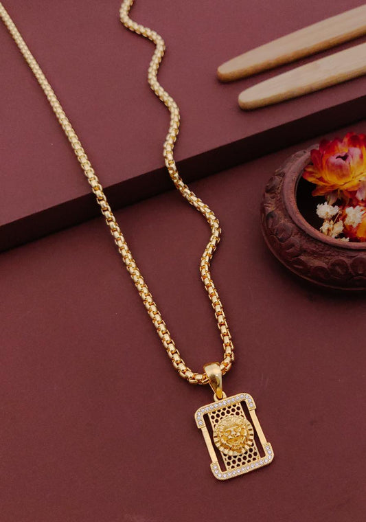 Kadee Jewel Crown Legacy Gold Plated with American diamond Men Pendant With Chain - Kadee Jewels