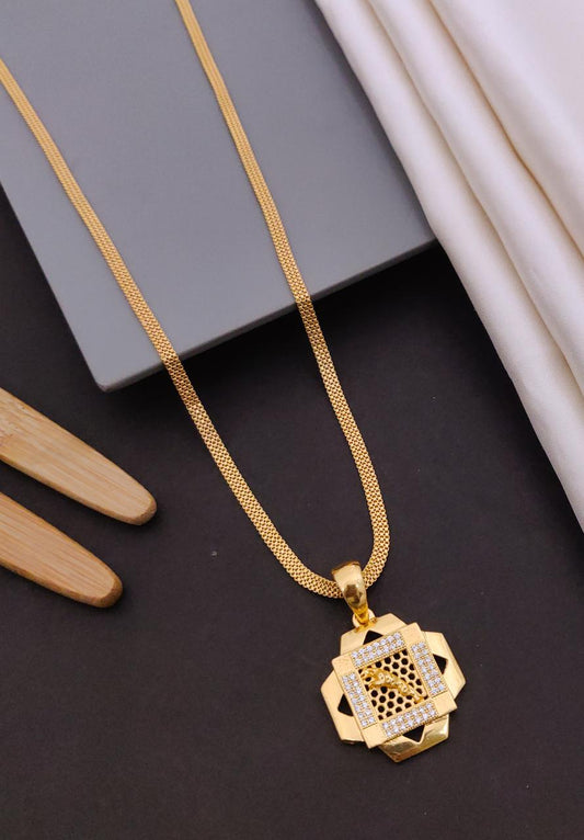 Kadee Jewel King's Choice Gold Plated with American diamond Men Pendant With Chain - Kadee Jewels