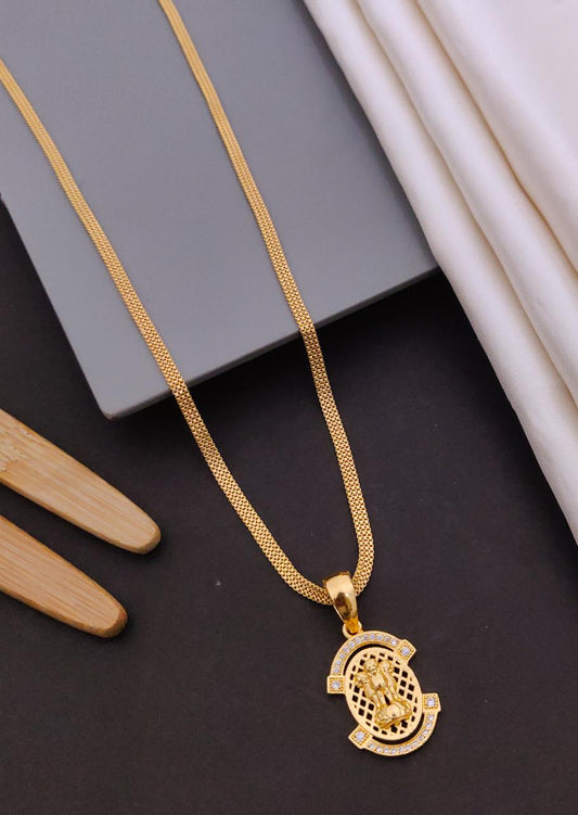 Kadee Jewel Warrior Ashokchakra Gold Plated with American diamond Men Pendant With Chain - Kadee Jewels