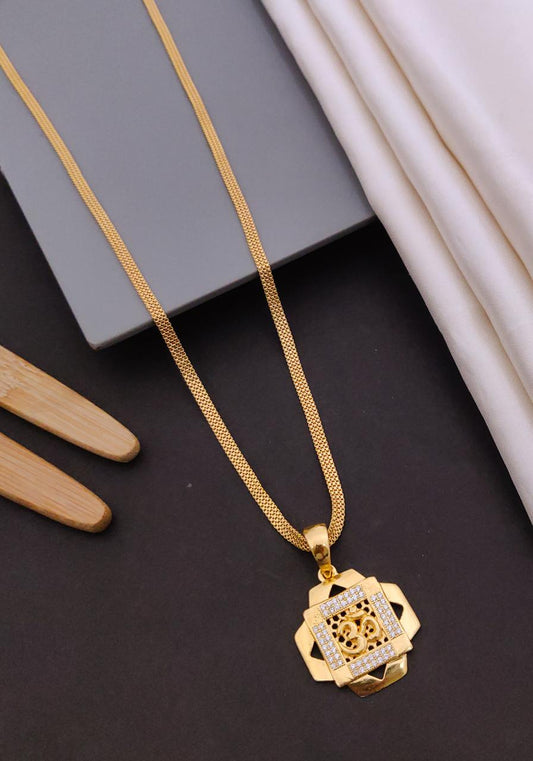 Kadee Jewel Warrior Om Gold Plated with American diamond Men Pendant With Chain - Kadee Jewels