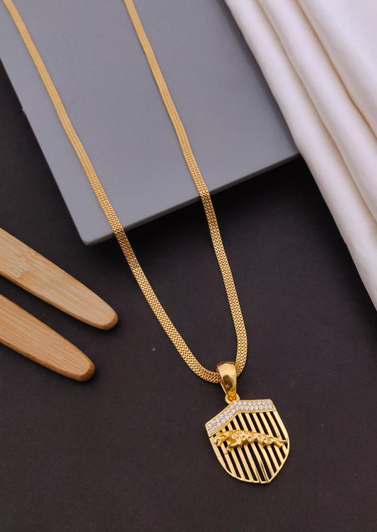 Kadee Jewel Alpha Style Gold Plated with American diamond Men Pendant With Chain - Kadee Jewels