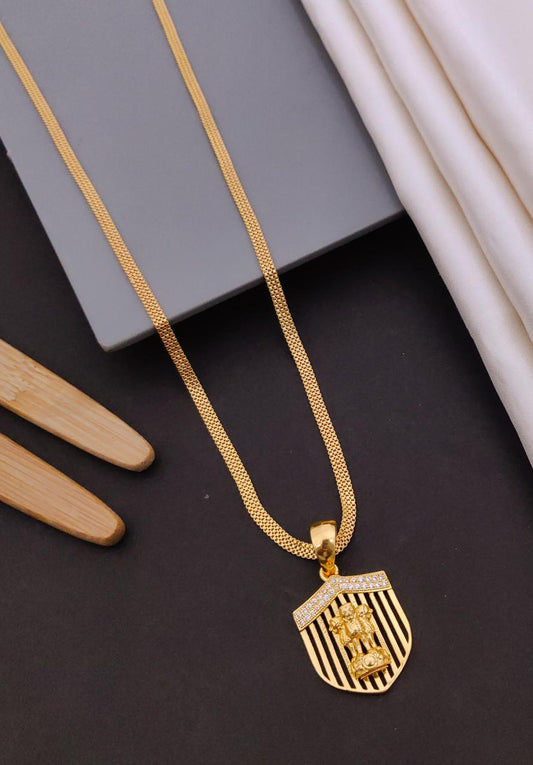 Kadee Jewel Classic & Modern Gold Plated with American diamond Men Pendant With Chain - Kadee Jewels