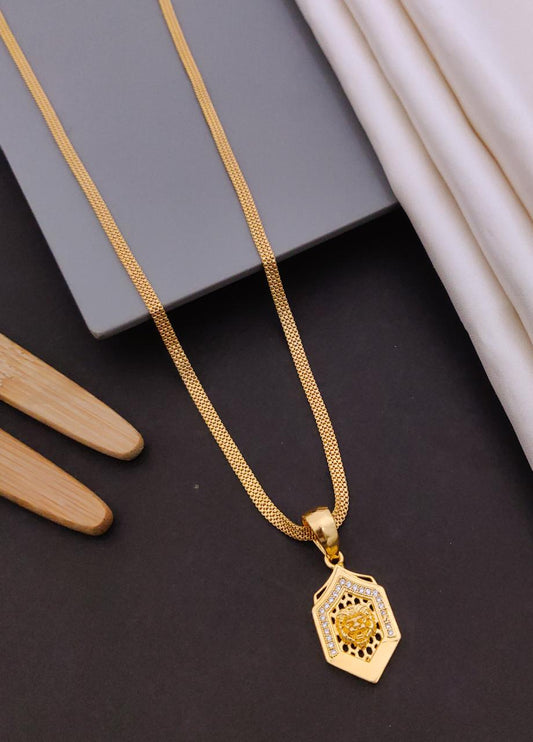 Kadee Jewel Luxury Look Gold Plated with American diamond Men Pendant With Chain - Kadee Jewels