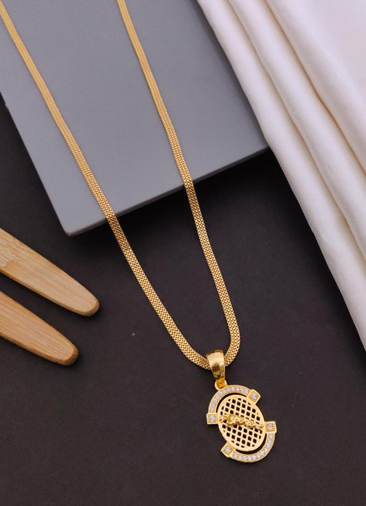 Kadee Jewel Everyday Wear Gold Plated with American diamond Men Pendant With Chain - Kadee Jewels