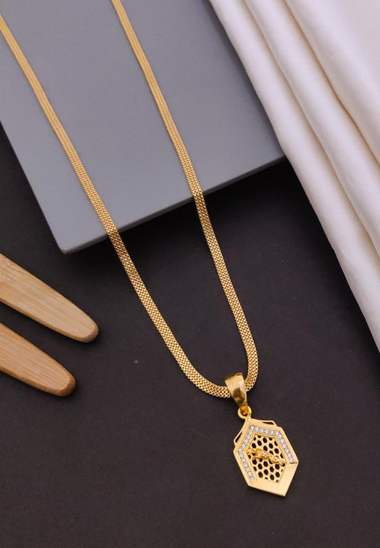 Kadee Jewel Modern Casual Gold Plated with American diamond Men Pendant With Chain - Kadee Jewels