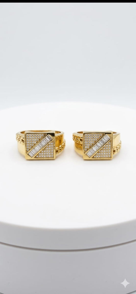 Newst Diamond Design Men's Finger Ring with Gold Plated Brass - Kadee Jewels