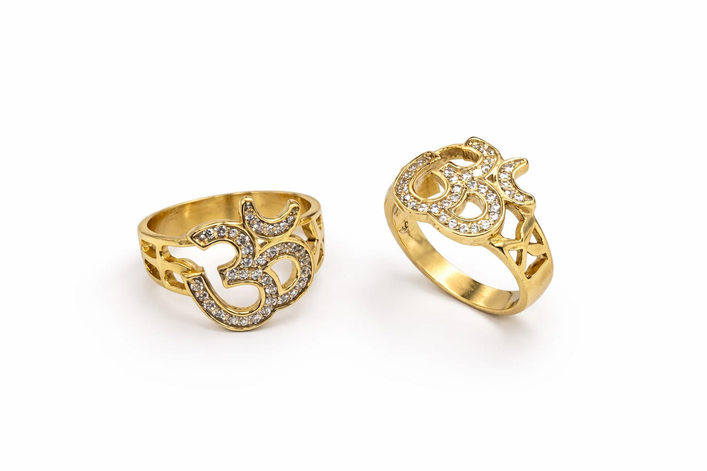 Luxury Diamond Design Men's Finger Ring with Gold Plated Brass