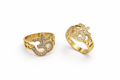 Luxury Diamond Design Men's Finger Ring with Gold Plated Brass