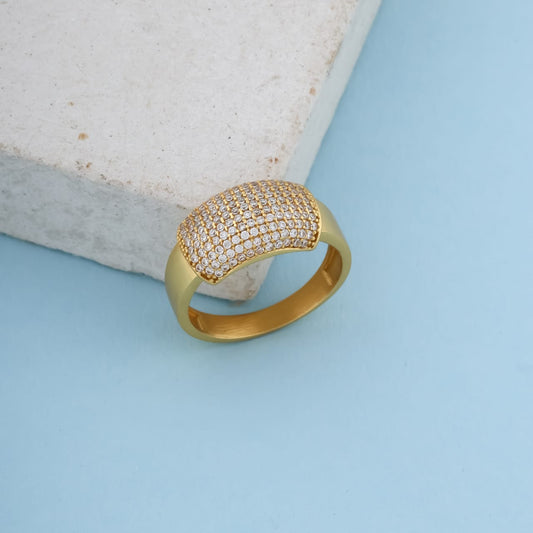 Stylish Diamond Design Men's Finger Ring with Gold Plated Brass - Kadee Jewels