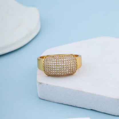 Stylish Diamond Design Men's Finger Ring with Gold Plated Brass