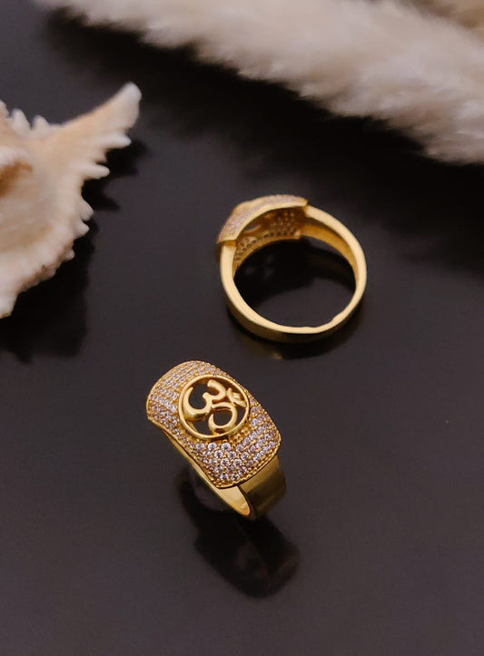 Urban Style Diamond Design Men's Finger Ring with Gold Plated Brass - Kadee Jewels