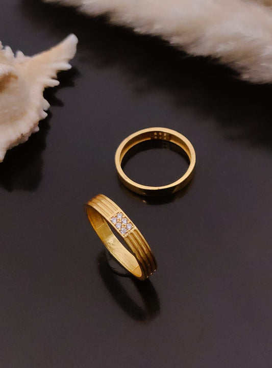 Modern Comfort Diamond Design Men's Finger Ring with Gold Plated Brass - Kadee Jewels