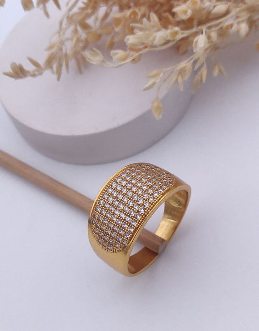 Kadee Jewel Crowned Glory Men's Finger Ring with Gold Plated Brass