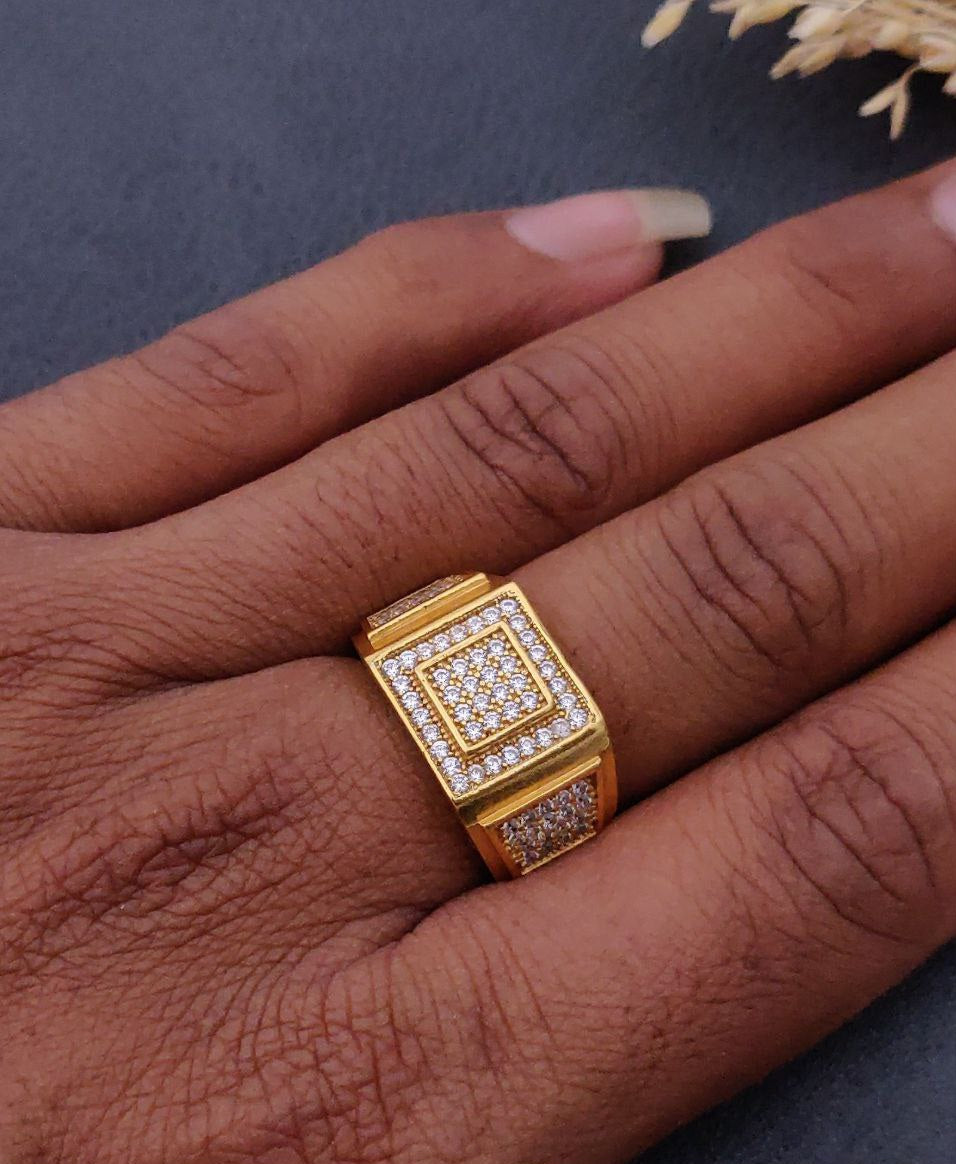 Kadee Jewel Royal Band Men's Finger Ring with Gold Plated Brass