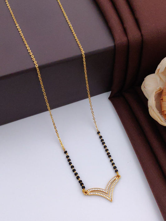 Modern Knot Gold-Plated American Diamond Mangal sutra