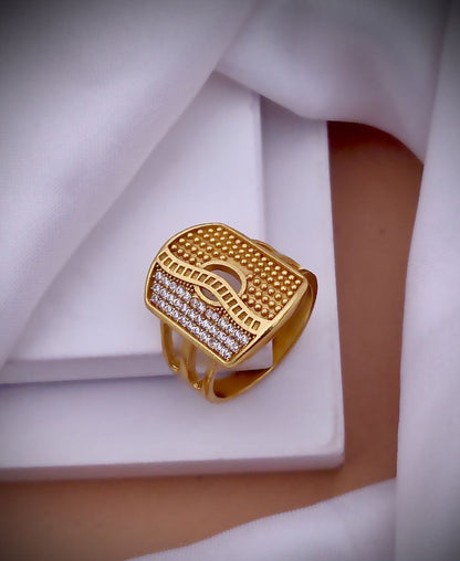 Kadee Jewel Stellar Band Men's Finger Ring with Gold Plated Brass