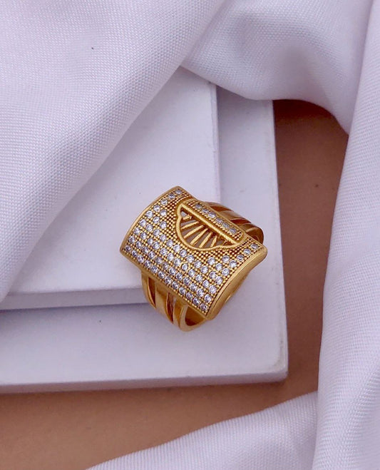 Kadee Jewel Crowned Glory Men's Finger Ring with Gold Plated Brass