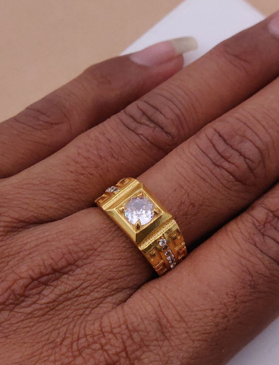 Kadee Jewel Golden Aura Men's Finger Ring with Gold Plated Brass