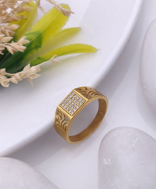 Kadee Jewel CrownX Men's Finger Ring with Gold Plated Brass