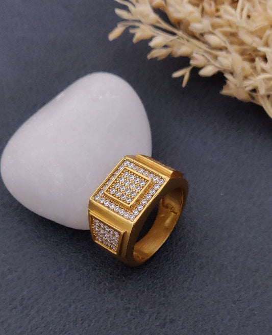 Kadee Jewel Royal Band Men's Finger Ring with Gold Plated Brass
