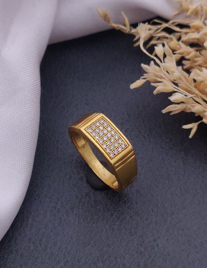 Kadee Jewel Prime Ring Men's Finger Ring with Gold Plated Brass