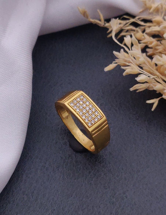 Kadee Jewel Prime Ring Men's Finger Ring with Gold Plated Brass