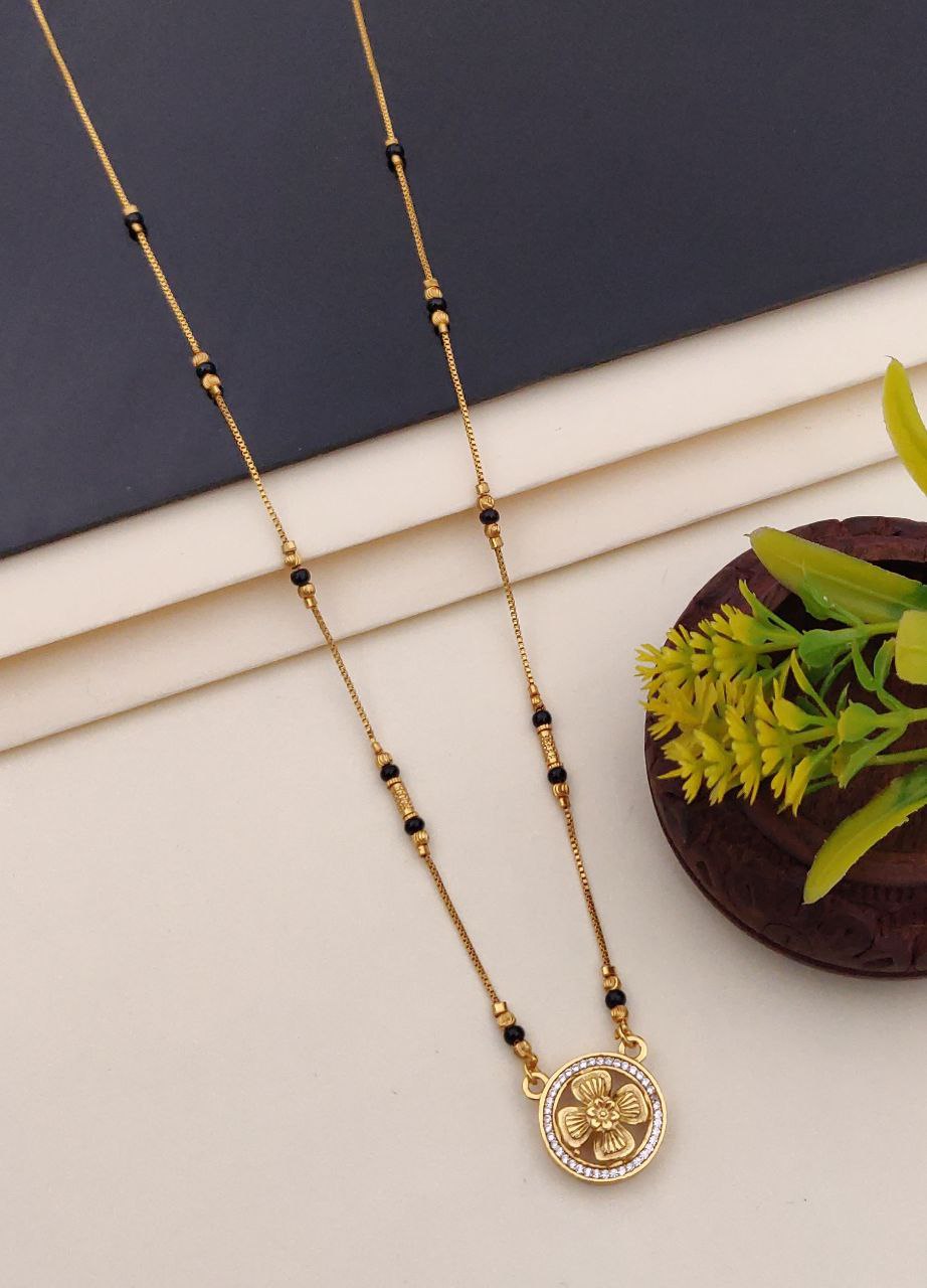 Kadee Jewel Golden Petals Gold-Plated American Diamond Mangal sutra - Kadee Jewels