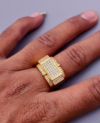 Kadee Jewel Glintora Shine Men's Finger Ring with Gold Plated Brass
