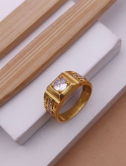Kadee Jewel Golden Aura Men's Finger Ring with Gold Plated Brass