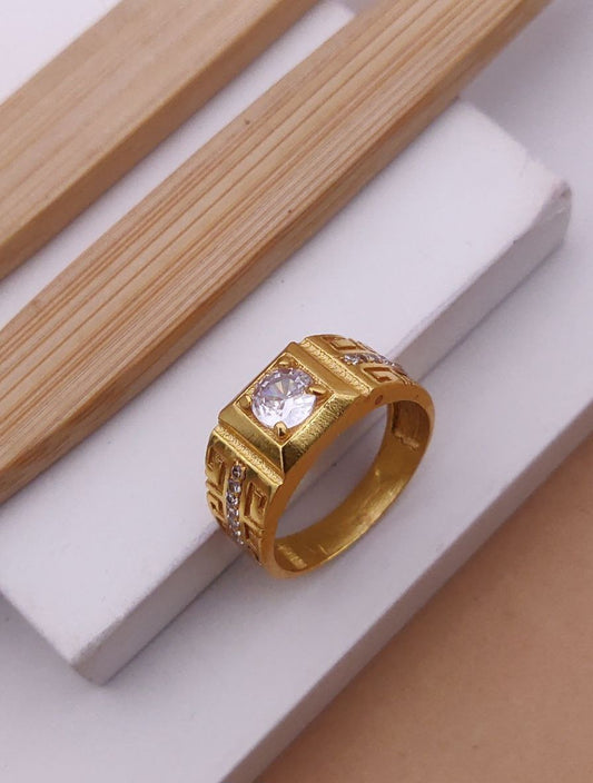 Kadee Jewel Golden Aura Men's Finger Ring with Gold Plated Brass