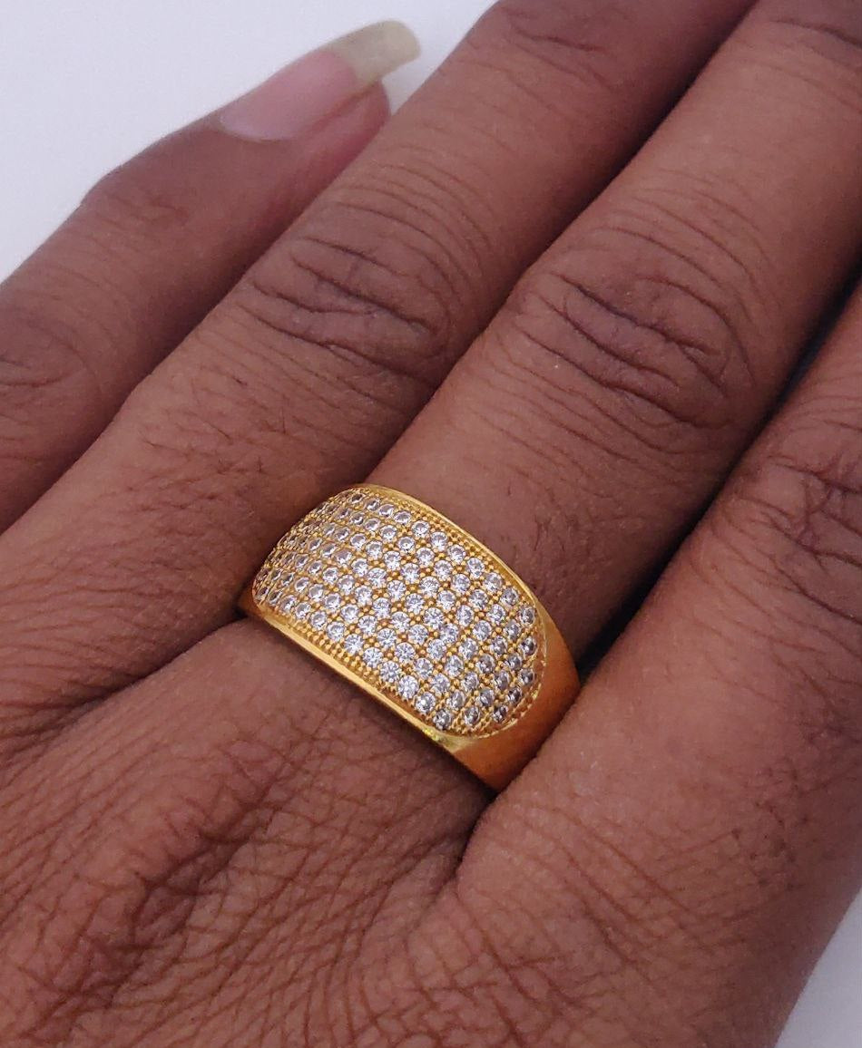 Kadee Jewel Crowned Glory Men's Finger Ring with Gold Plated Brass