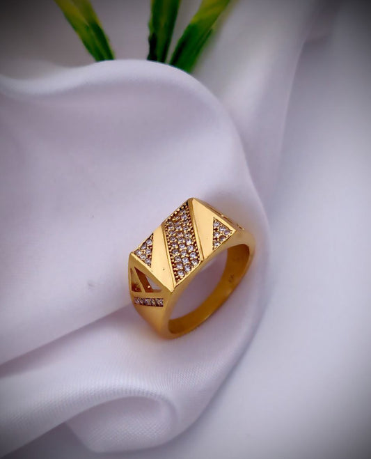 Kadee Jewel Royal Gleam Men's Finger Ring with Gold Plated Brass