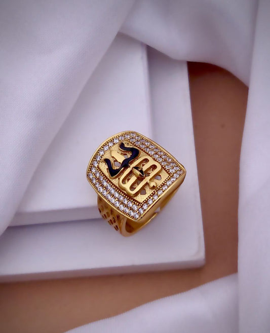 Kadee Jewel Dynasty Band Men's Finger Ring with Gold Plated Brass