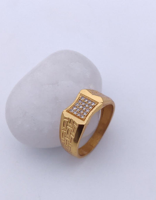 Kadee Jewel Regal Band Men's Finger Ring with Gold Plated Brass