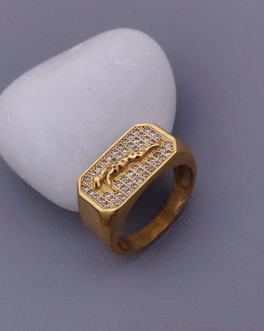 Kadee Jewel Jaguar Men's Finger Ring with Gold Plated Brass