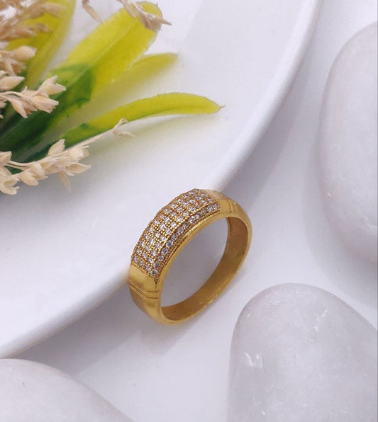 Kadee Jewel Alpha Shine Men's Finger Ring with Gold Plated Brass